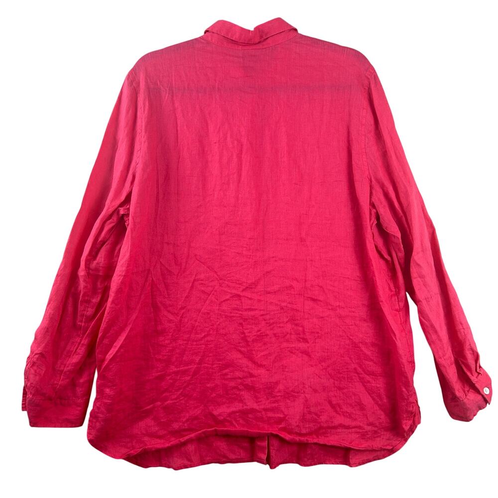J.Jill Linen Button Front Shirt Pink Coral L Tall Long Sleeve Shell Buttons - Picture 4 of 10
